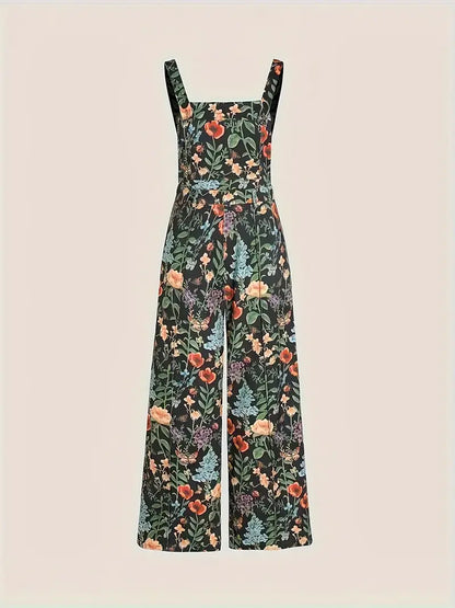 NIANA™ FLORAL PRINT WIDE LEG OVERALL JUMPSUIT