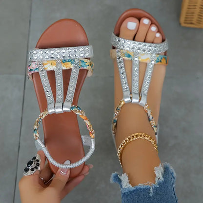 WOMEN'S RHINESTONE SOFT-SOLE DECOR SANDALS