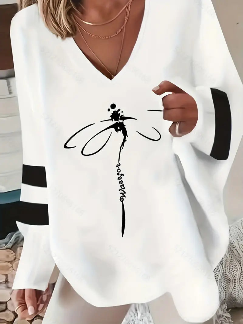 VIVIANNE™ FASHIONABLE DRAGONFLY PRINT SWEATSHIRT