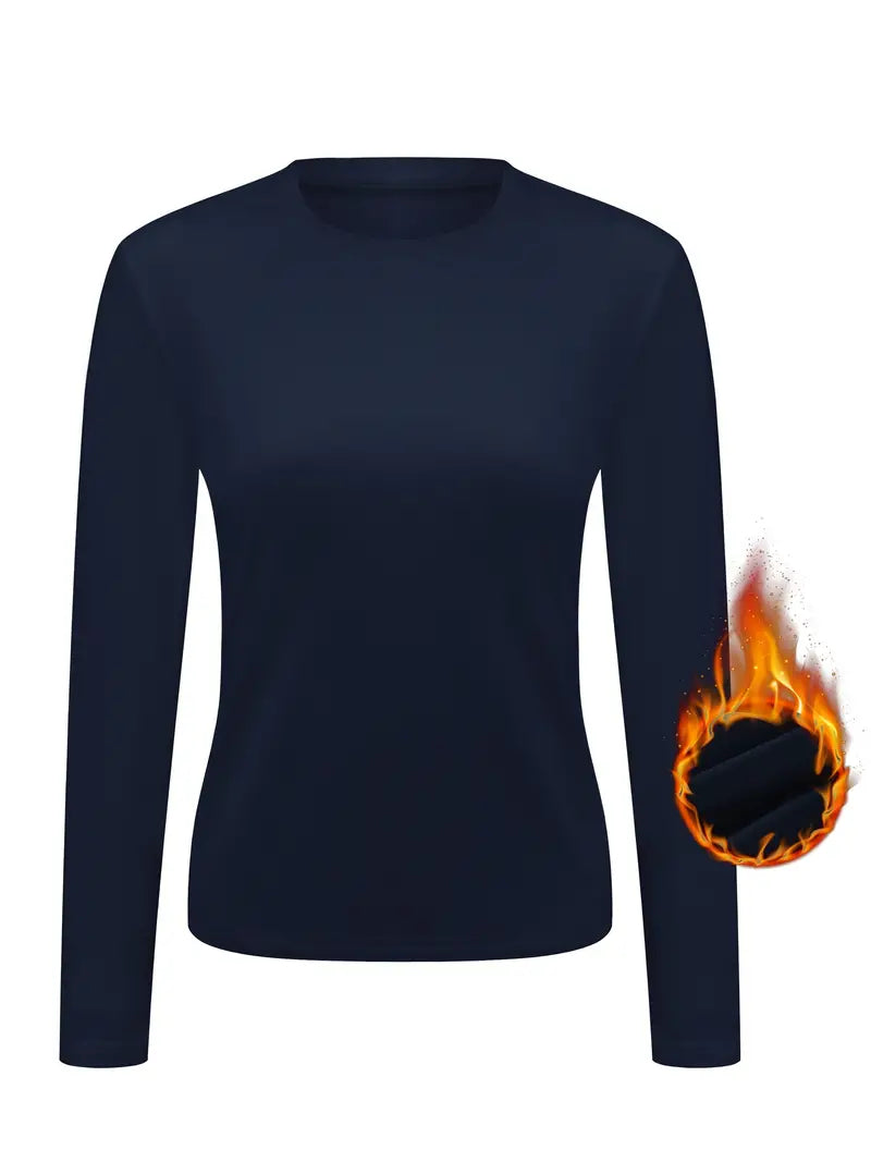 ZARIE™ WOMENS COZY CREW NECK THERMAL TOP