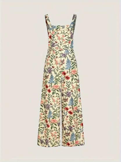 NIANA™ FLORAL PRINT WIDE LEG OVERALL JUMPSUIT