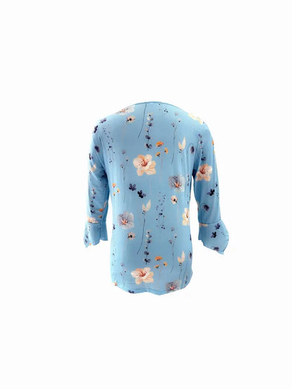 BRIANNA™ FLORAL PRINT BUTTON FRONT T-SHIRT