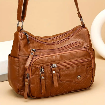 DAISHA™ MULTI-POCKET SOFT VEGAN LEATHER CROSSBODY BAG