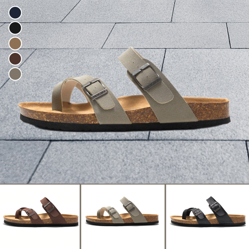 CAREY™ SOFT NATURAL CORK FOOTBED LEATHER SANDALS