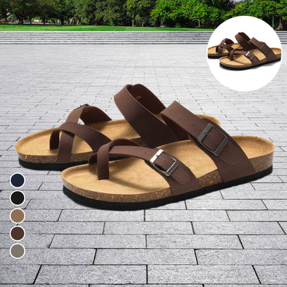 CAREY™ SOFT NATURAL CORK FOOTBED LEATHER SANDALS