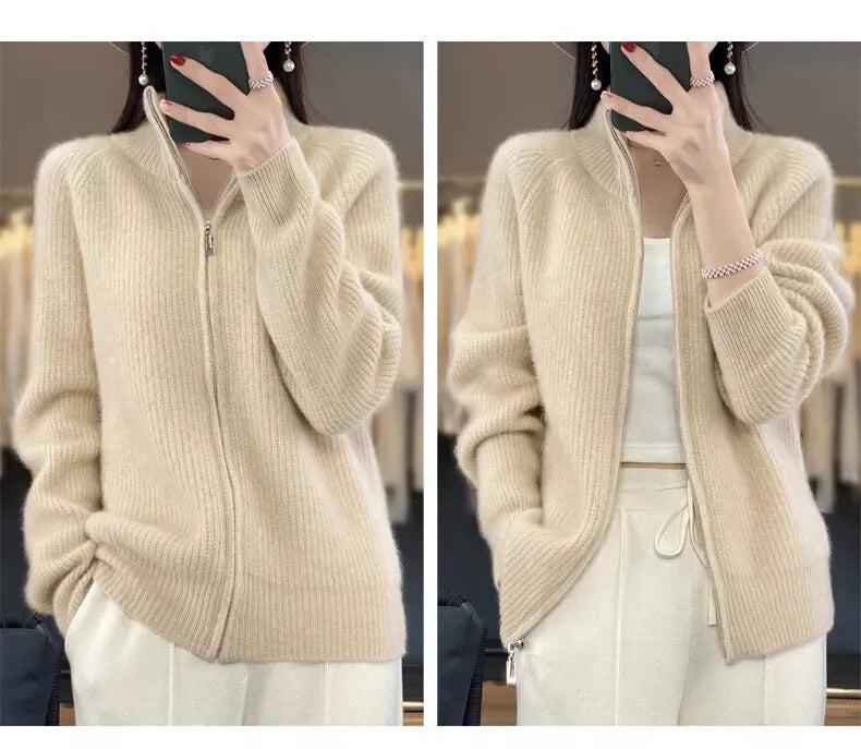 MARGARET™ PURE WOOL ZIPPER CARDIGAN